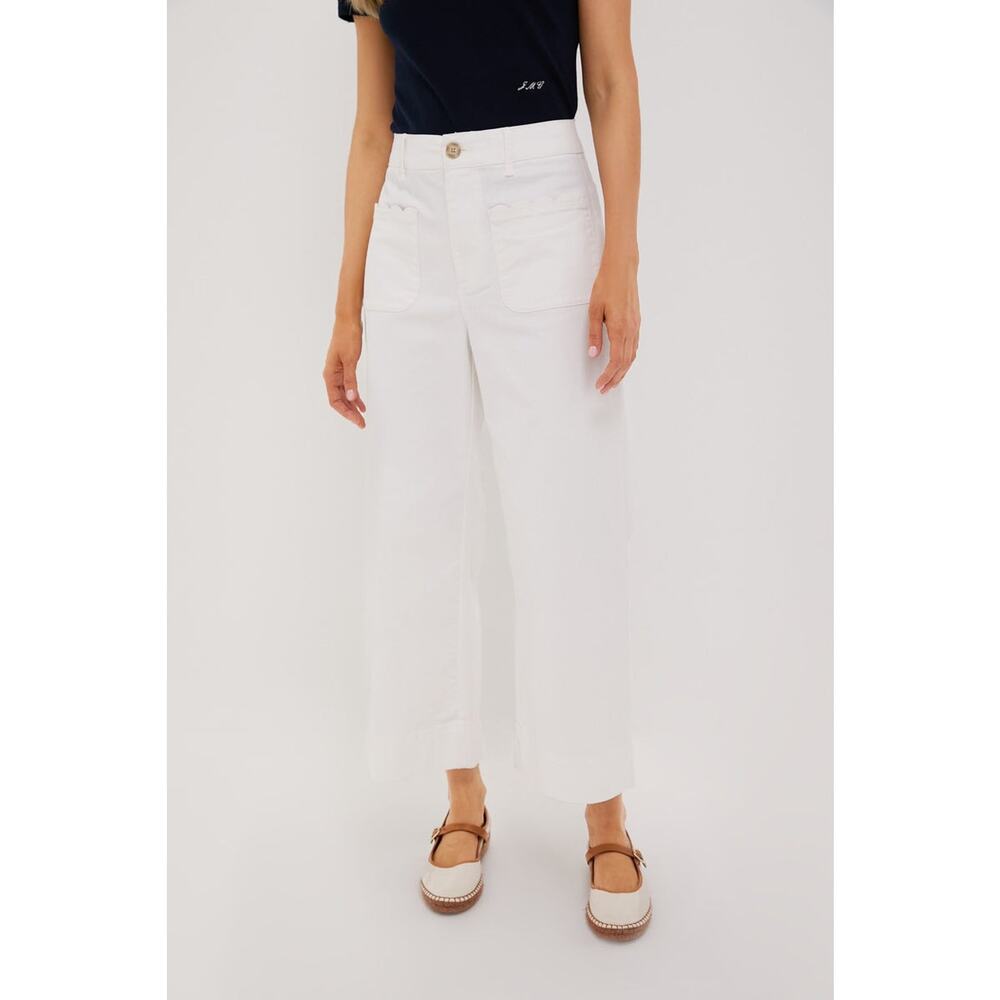 TUCKERNUCK White Chino Wide Leg Stretch Davis Pants Size 8 NWT